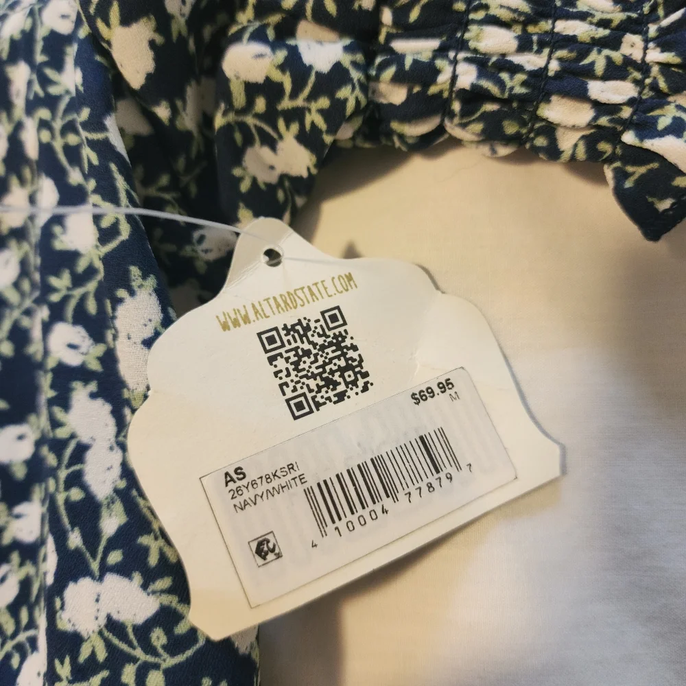 Altar'd State Navy & WhiteFloral Print Women's Dress - Medium NWT - Picture 3 of 10